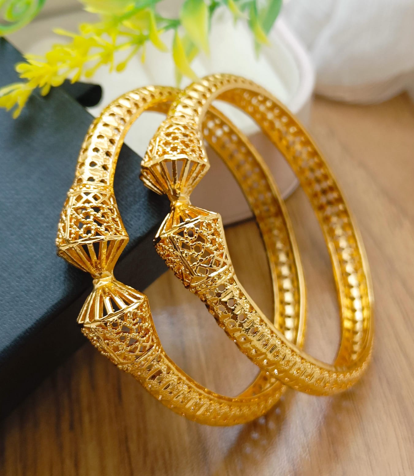 Printed 2 pieces gold plated bangles best quality printed bangles Sizes 2.4 2.6 2.8