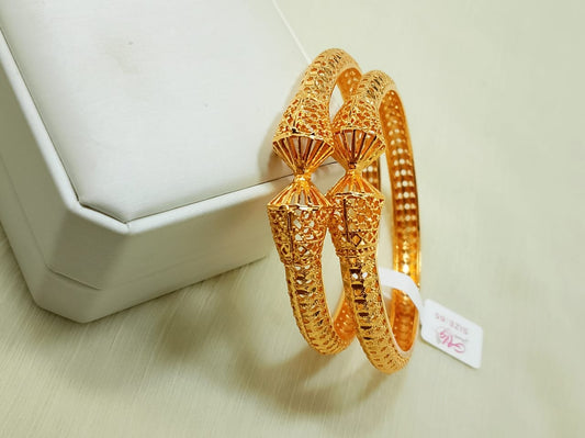 Printed 2 pieces gold plated bangles best quality printed bangles Sizes 2.4 2.6 2.8