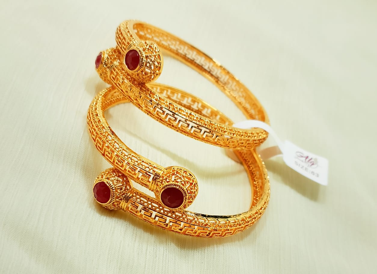 Printed 2 pieces gold plated bangles best quality printed bangles Sizes 2.4 2.6 2.8